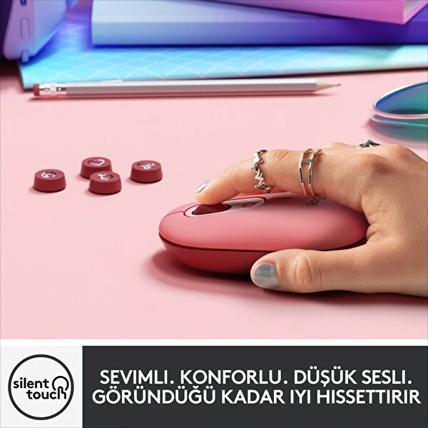 Logitech Pop Blast Emoji Tuşlu Silent Sessiz Kablosuz Mouse  Pembe